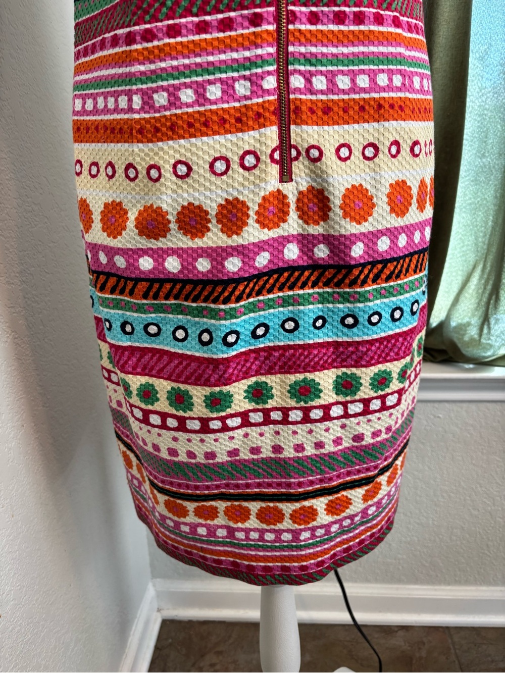 Talbots Multicolor Striped Midi Dress - Pink, Turquoise, Green, Orange - Picture 7 of 9